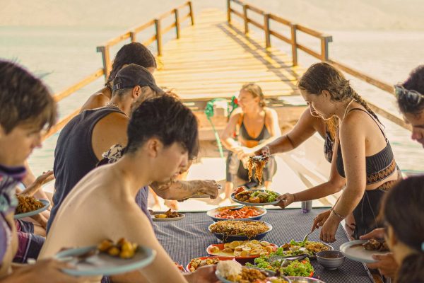 Maria Seascape dive deck with tank racks