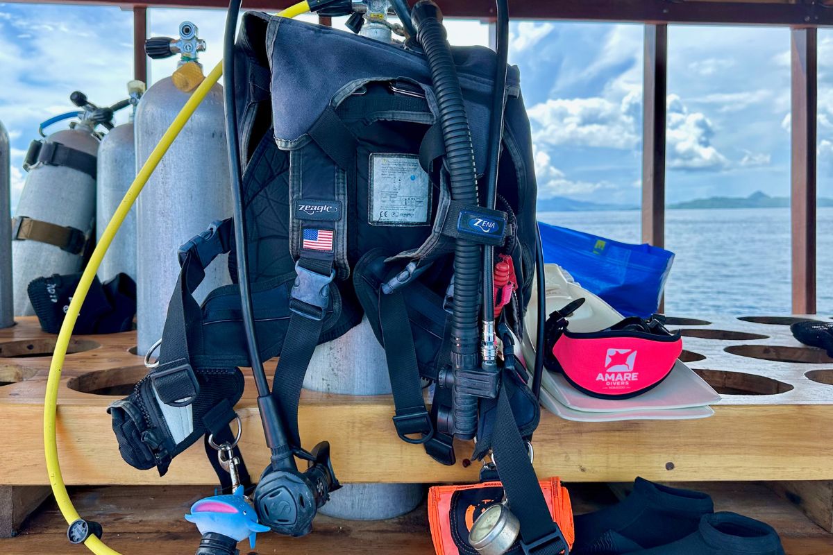 Dive trip essentials laid out for packing